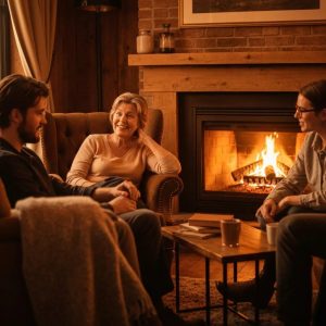 Small business owner working on Xero accounting in a cozy office setting