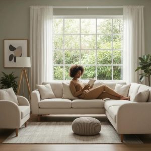 Warm and inviting accountant-client interaction in a modern office, showcasing financial expertise